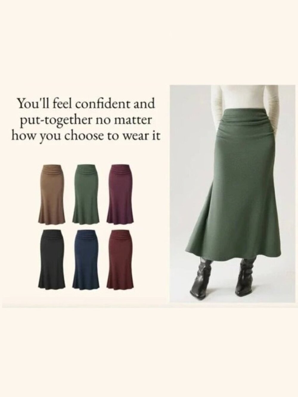 NWT OGL MaxWarm Mermaid Maxi Skirt Moss Green Soft Small #1913 - Picture 11 of 13